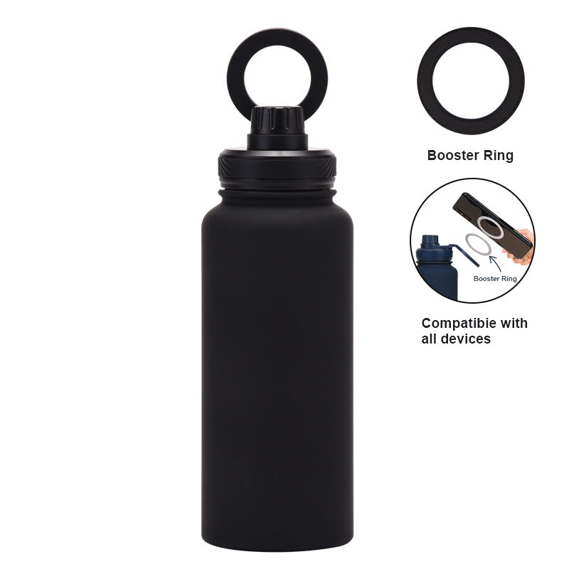Magnetic Bracket Thermos Cup – Large Capacity Stainless Steel Sports Water Bottle