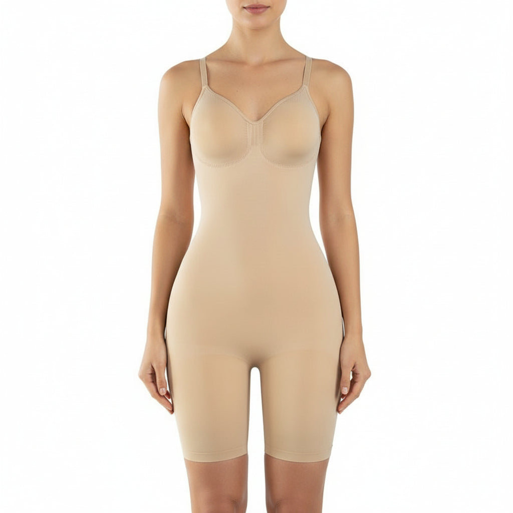 Cinta modeladora corporal premium em nylon – eleva os abdominais e modela a anca sem costuras