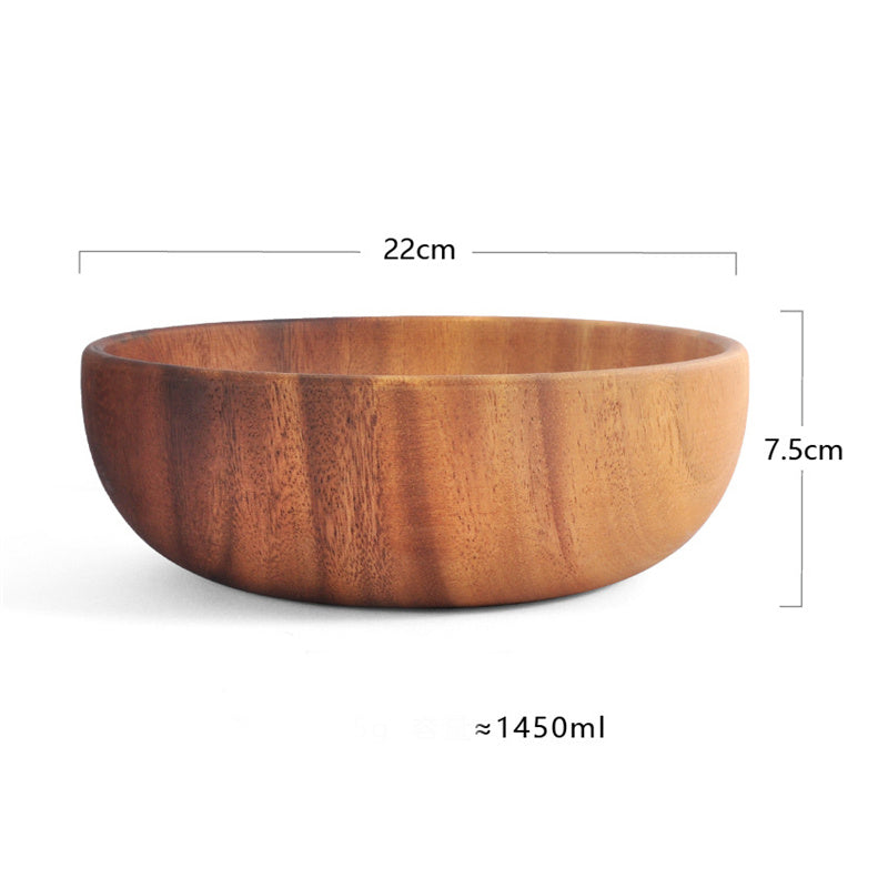 Premium Wooden Bowl – Solid Raw Wood Plate for Salads, Fruits & Tableware