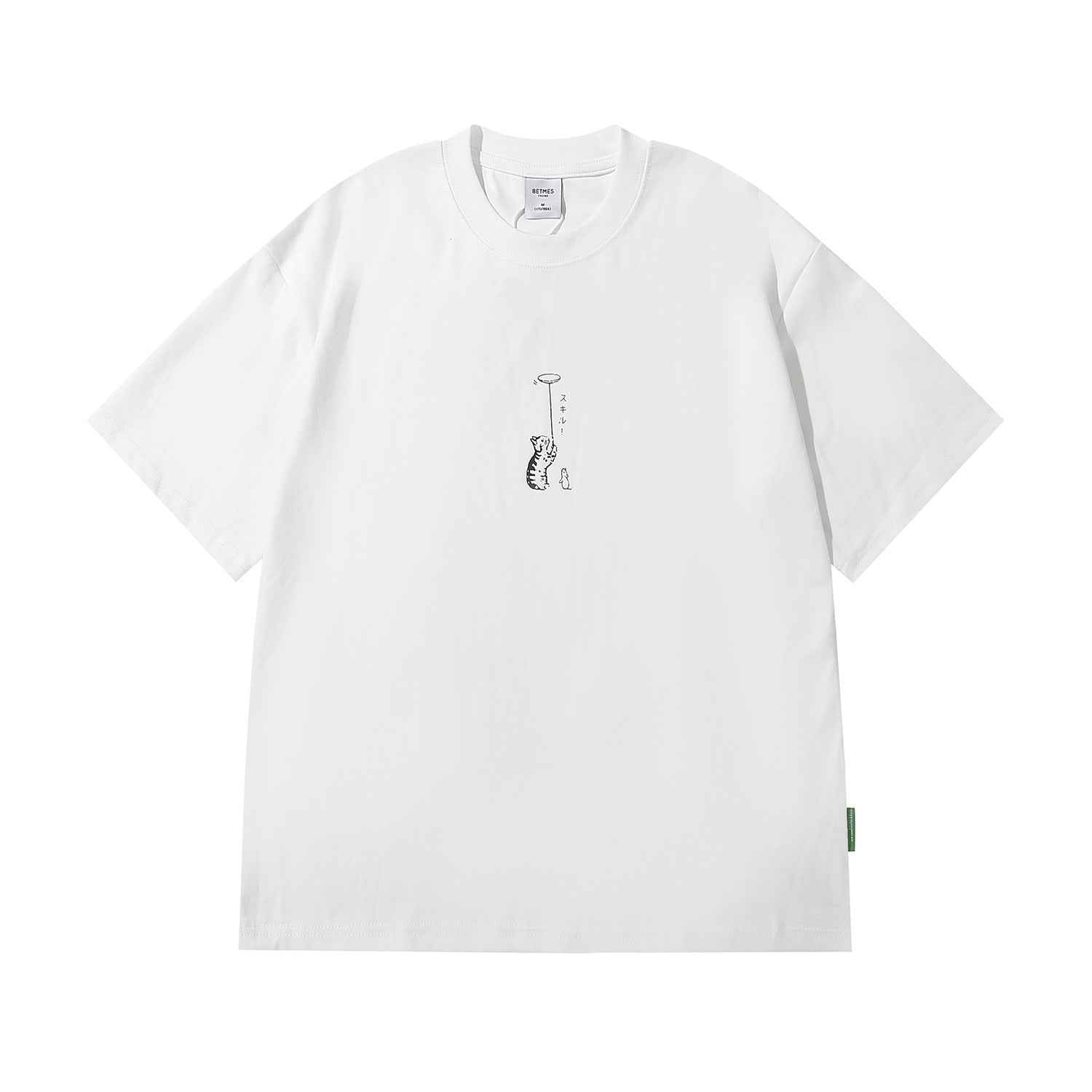 Japanese Retro Oversized Printed Unisex T-Shirt – Cotton Blend, Loose Fit, Streetwear Style