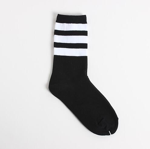 Three Stripes Cotton Socks – Unisex HipHop Skate Socks | Harajuku Style Long & Short Funny Art Meias