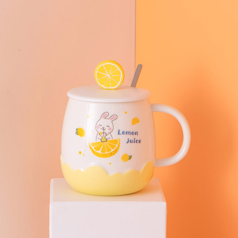Creative Fruit Cartoon Ceramic Mug – Three-Piece Cup Set