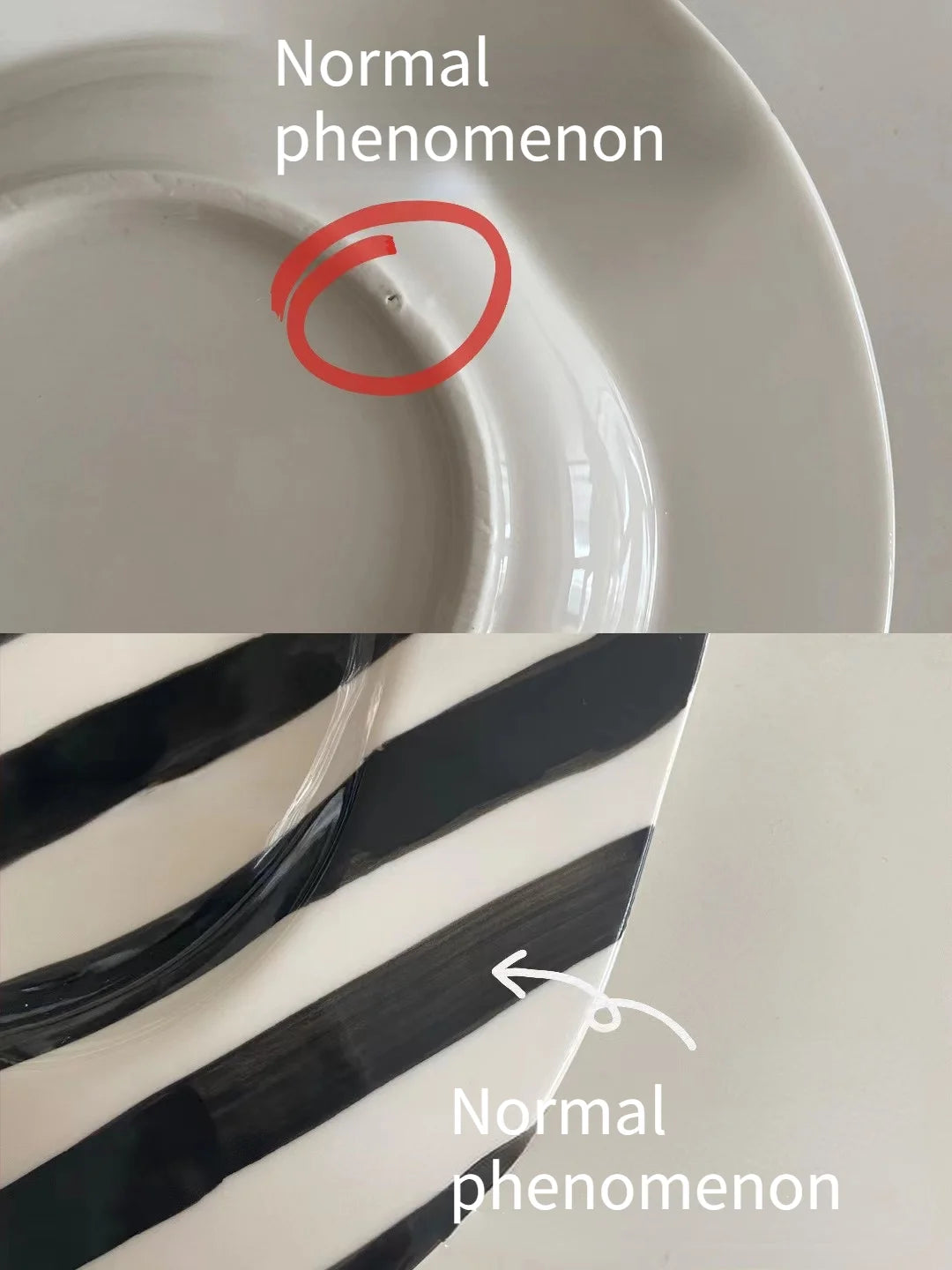 Nordic Ceramic Plate - Irregular Wave Dot Stripe Porcelain Dinner & Dessert Plates