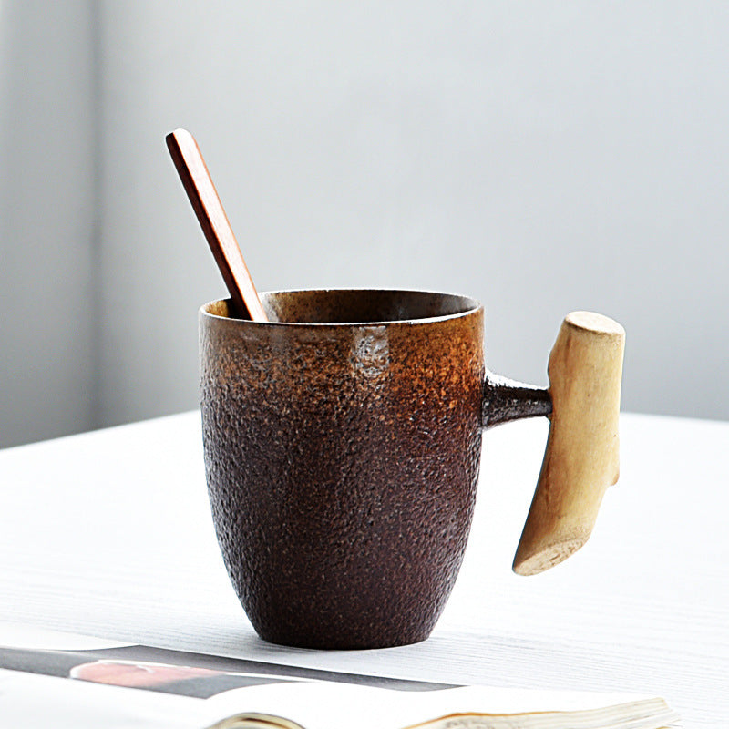 Ceramic & Solid Wood Cup –  Stylish Drinkware