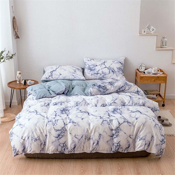 Luxury White Marble Duvet Cover Set – Soft, Breathable Bedding in Multiple Sizes