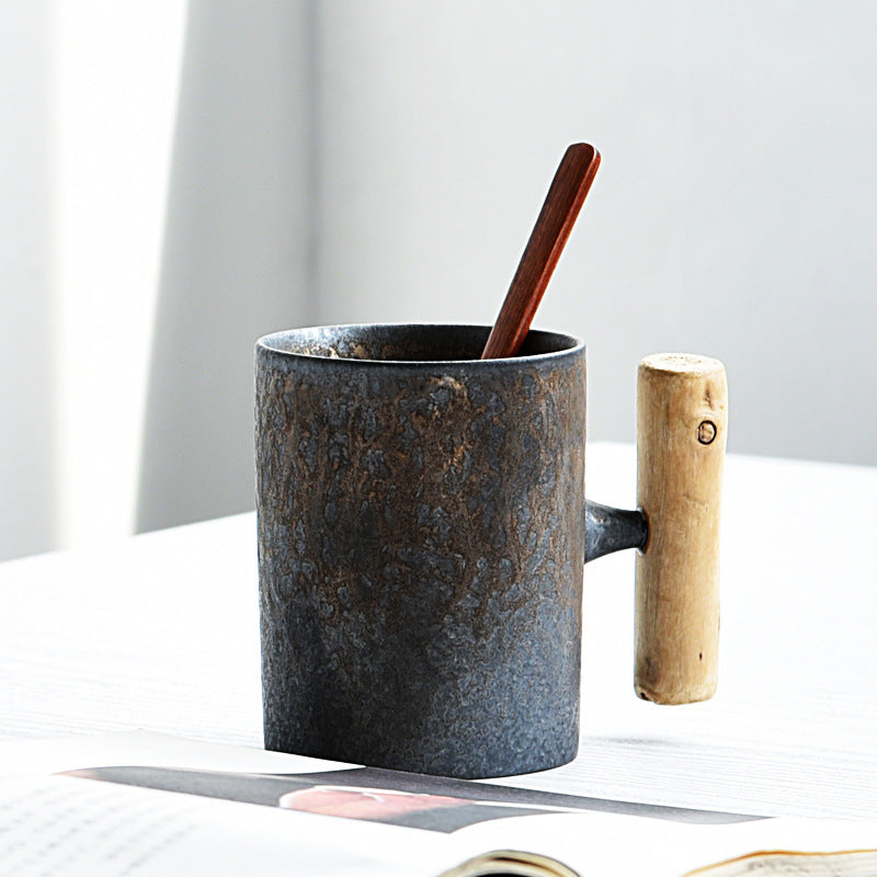 Ceramic & Solid Wood Cup –  Stylish Drinkware