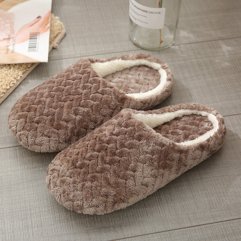 Women Warm Plush Indoor Slippers – Anti-Slip Soft Silent House Shoes for Autumn & Winter