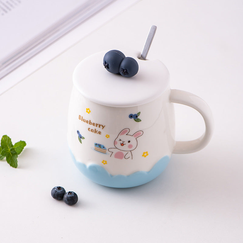Creative Fruit Cartoon Ceramic Mug – Three-Piece Cup Set