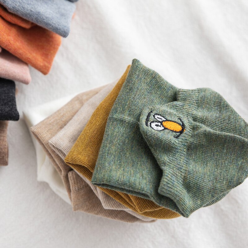 Women’s Embroidered Socks – Cute Cartoon Ankle Socks | Thin Cotton Fashion