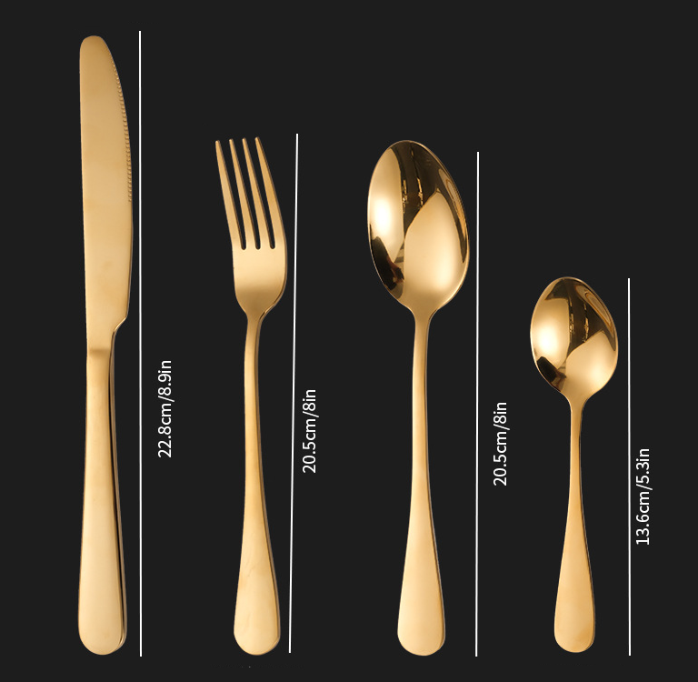 Luxury Golden 24-Piece Stainless Steel Cutlery Set – Elegant Solid Color Flatware for Modern Dining