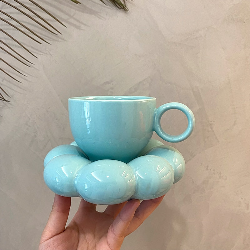 Flower Coffee Cup & Plate Gift Set – Ceramic Mug with Gift Box