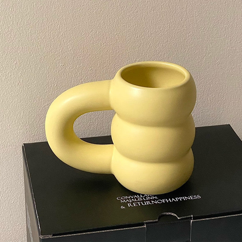 Scandinavian Tire Ceramic Mug – Coffee Cup with Coarse Handle