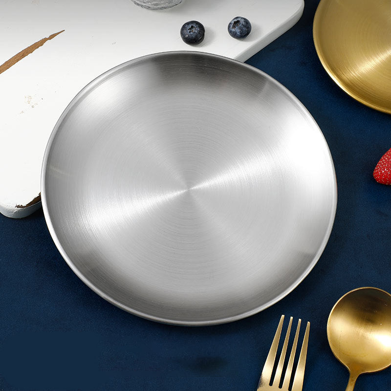 Stainless Steel Round Barbecue Plate – Durable, Easy-to-Clean, Multi-Purpose Tableware