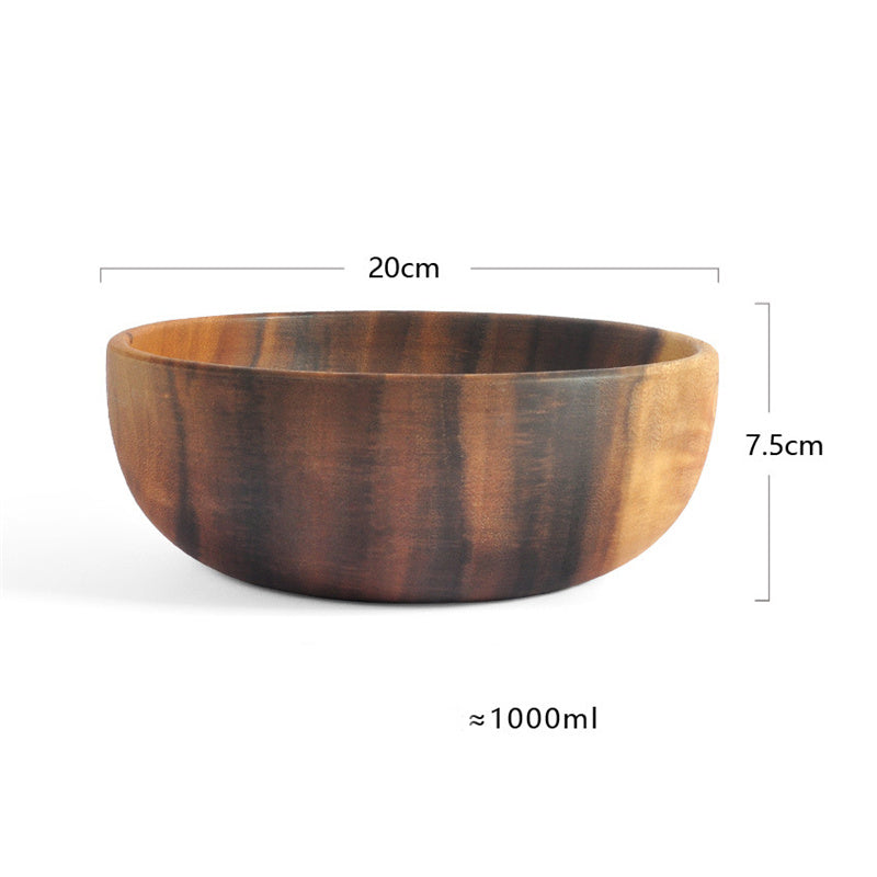 Premium Wooden Bowl – Solid Raw Wood Plate for Salads, Fruits & Tableware