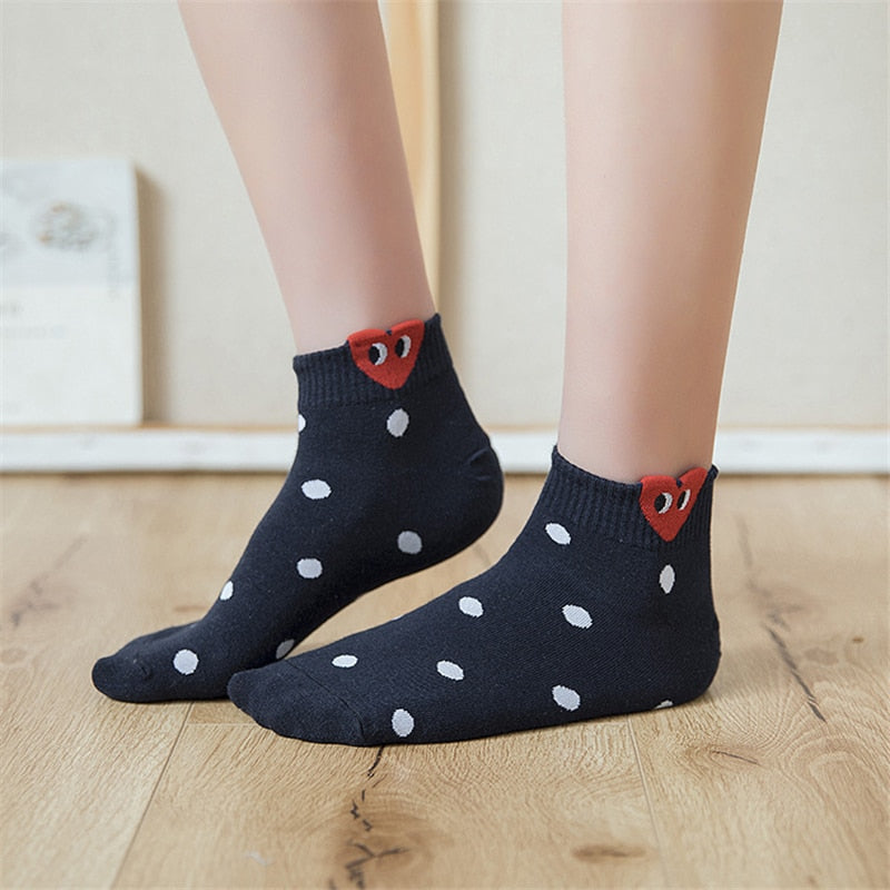 Cute 3D Heart Ear Socks for Women – Kawaii Big-Eyes Casual Socks | Soft, Breathable & Trendy Campus Style