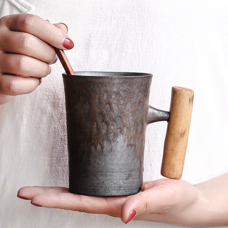 Ceramic & Solid Wood Cup –  Stylish Drinkware