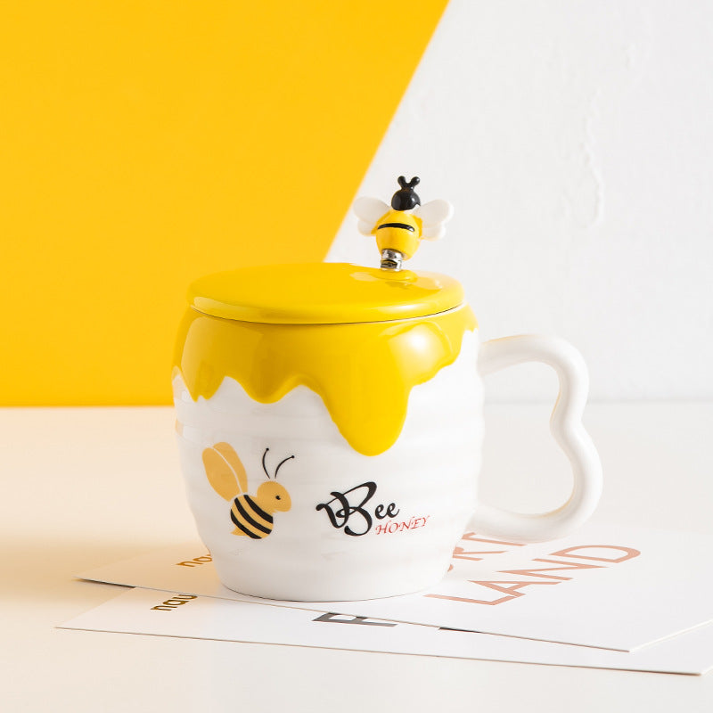 Cute Bee Mug  Set –  Color-Glazed Three-Piece Gift