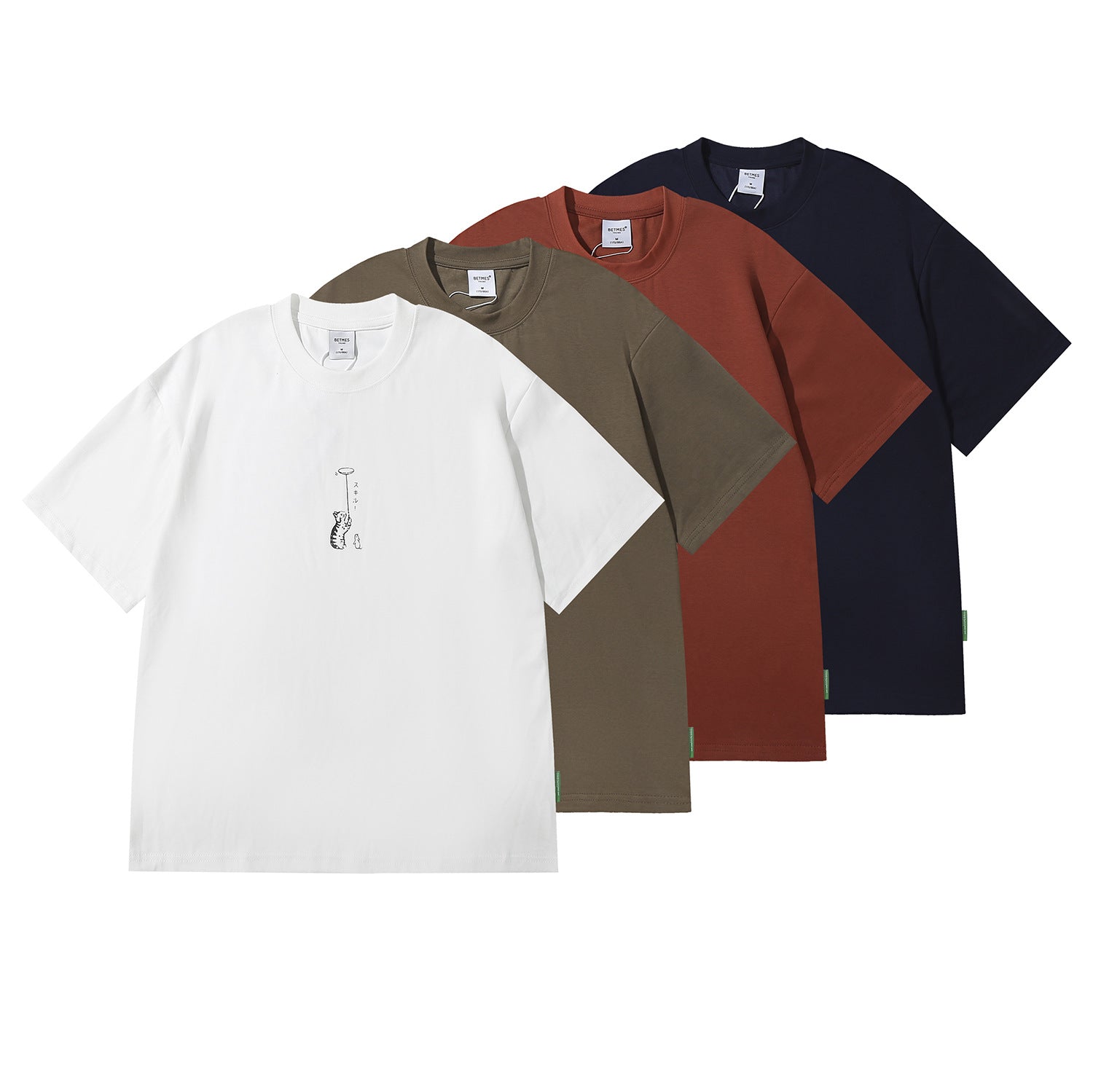 Japanese Retro Oversized Printed Unisex T-Shirt – Cotton Blend, Loose Fit, Streetwear Style