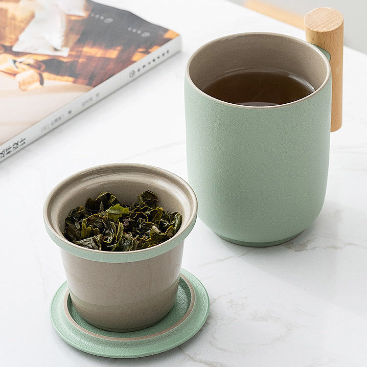 Ceramic Cup with Bamboo Lid – 450ml Stylish Drinkware