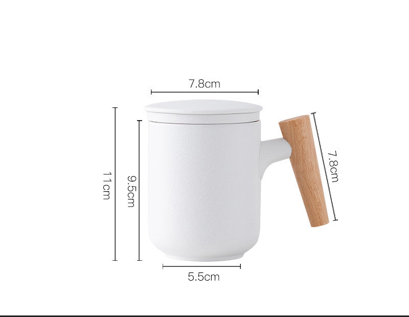 Ceramic Cup with Bamboo Lid – 450ml Stylish Drinkware