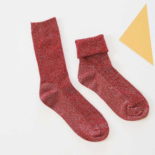 Women’s Soft Cotton Casual Socks – Shiny Solid Pattern | Comfortable Everyday Fashion Socks