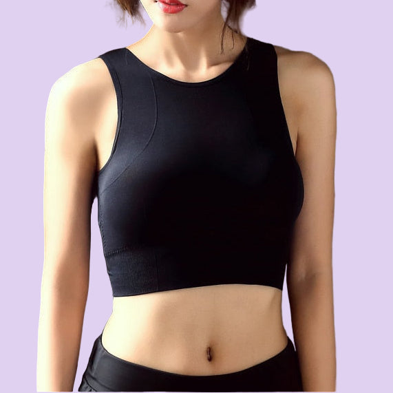 Women Breathable Mesh Sports Bra – Shockproof, Seamless, Padded Yoga & Fitness Top