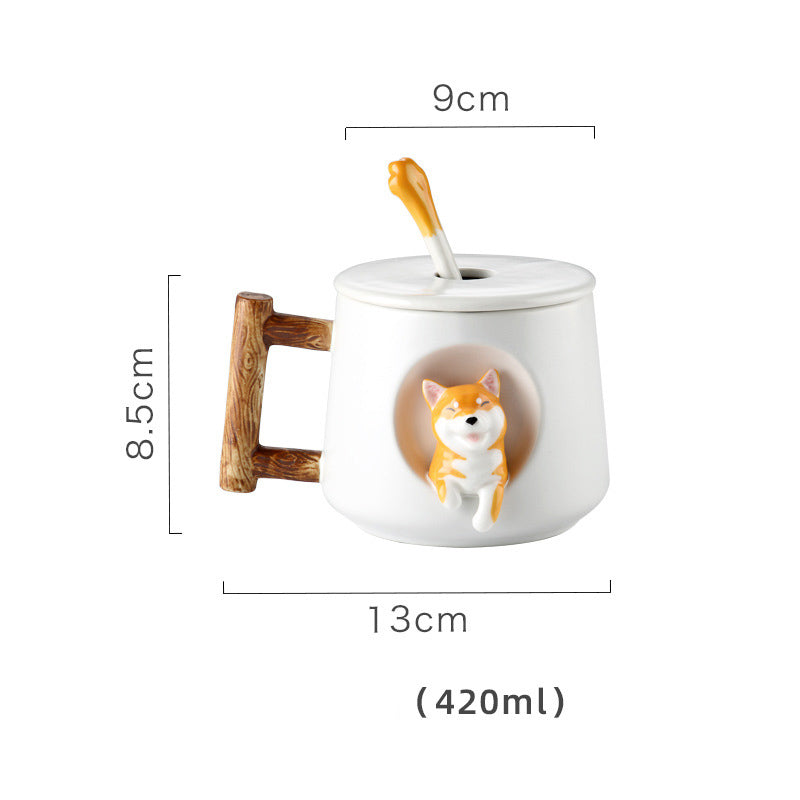 Shiba Inu Porcelain Mug – Cute 450ml Coffee & Tea Cup