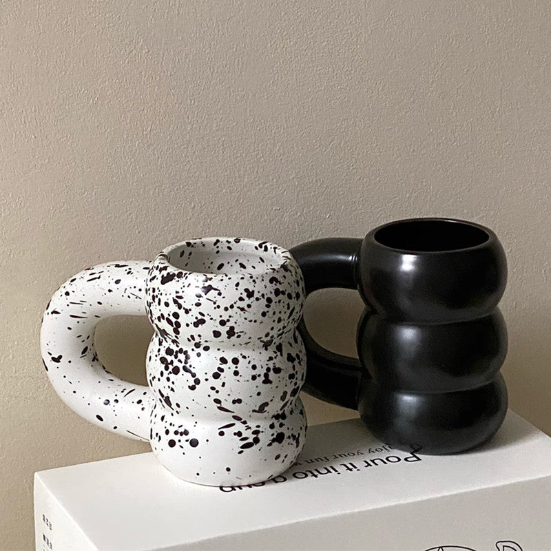 Scandinavian Tire Ceramic Mug – Coffee Cup with Coarse Handle