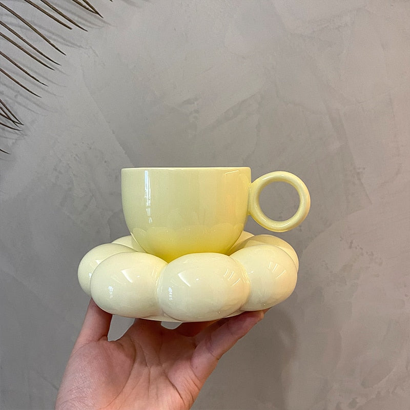 Flower Coffee Cup & Plate Gift Set – Ceramic Mug with Gift Box