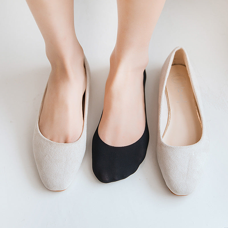 Ice Silk Cut Boat Socks for Women – Thin Invisible Non-Slip Silicone Heel | Breathable Cotton Low-Cut Summer Socks