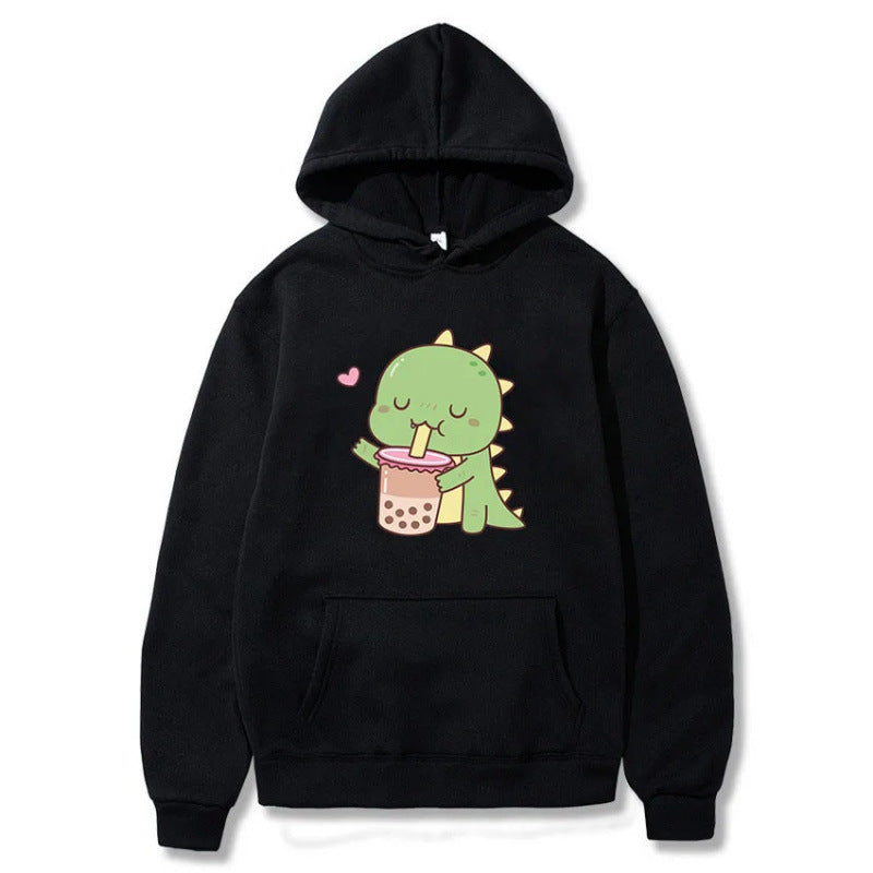 Cartoon Dinosaur Cute Printed Hooded Sweatshirt – Unisex Long Sleeve Casual Hoodie