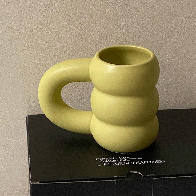 Scandinavian Tire Ceramic Mug – Coffee Cup with Coarse Handle