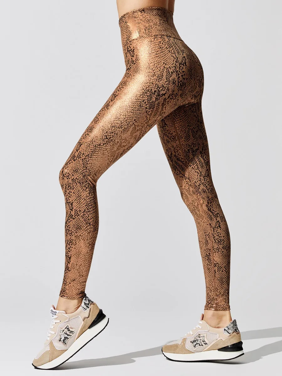 Women’s Shiny High-Elastic Yoga Wear Set – Sport Bra & High-Waist Leggings Carbon Shine