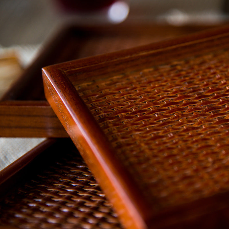 Rattan Wooden Plate – Handcrafted Cedar & Ash Wood Tray for Dining & Serving