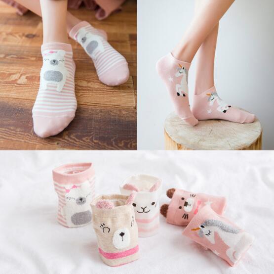 Women’s Cute Cat Ankle Socks | Soft Cotton Pink Casual Short Socks