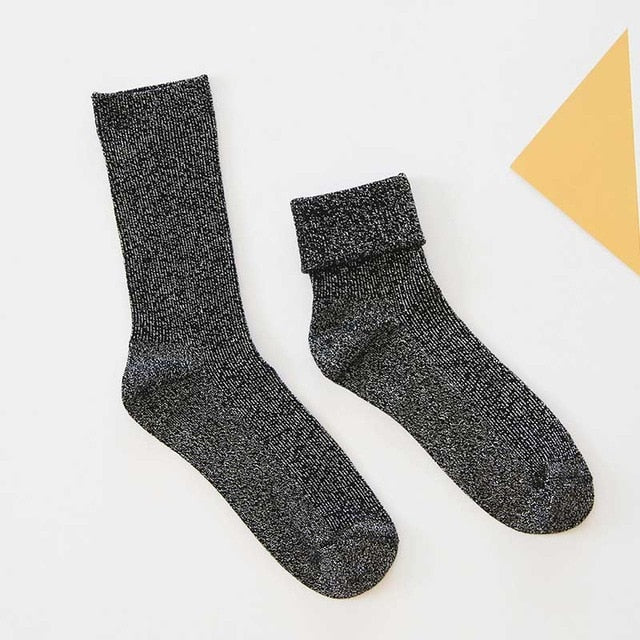 Women’s Soft Cotton Casual Socks – Shiny Solid Pattern | Comfortable Everyday Fashion Socks
