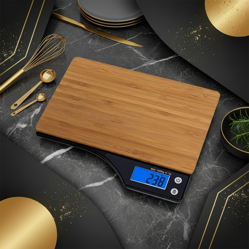 Digital Bamboo Food Scale – Precision Kitchen Scale with Tare Function, 5kg Capacity