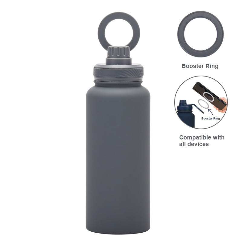 Magnetic Bracket Thermos Cup – Large Capacity Stainless Steel Sports Water Bottle
