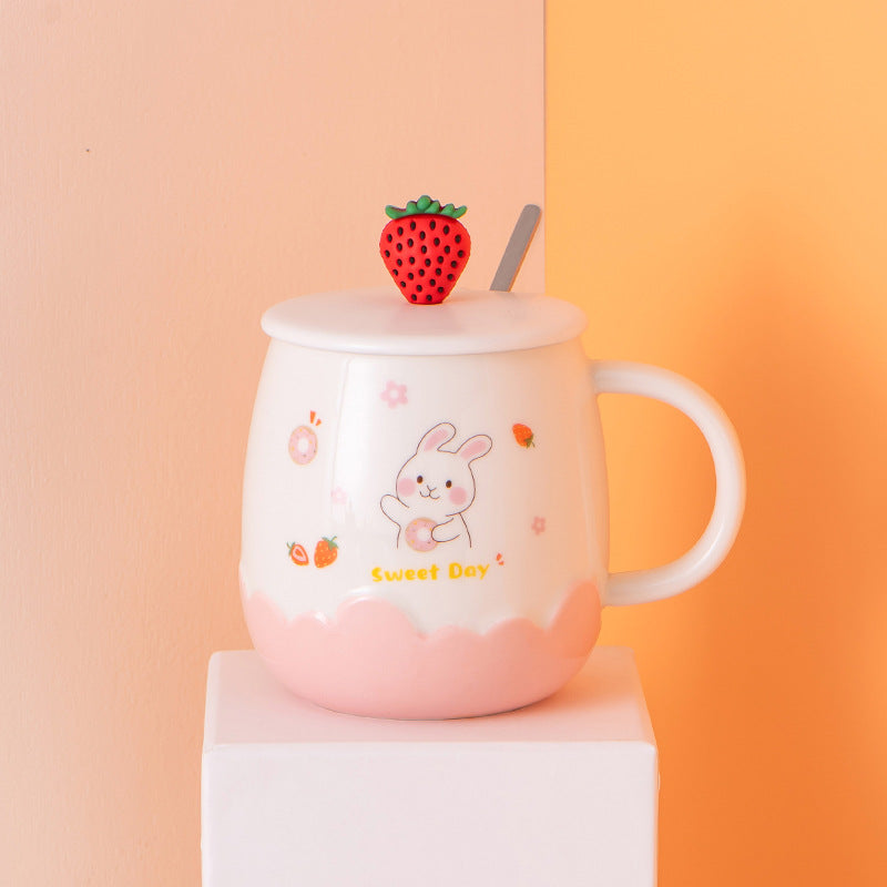 Creative Fruit Cartoon Ceramic Mug – Three-Piece Cup Set