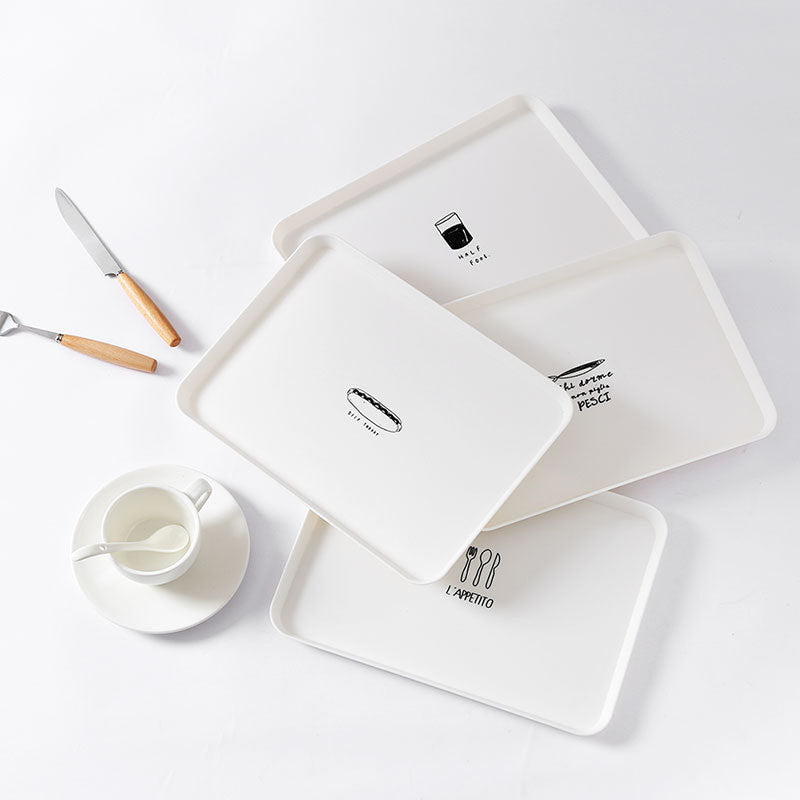 Nordic Style Rectangular Breakfast Plate – Durable Plastic Tea & Dining Tray