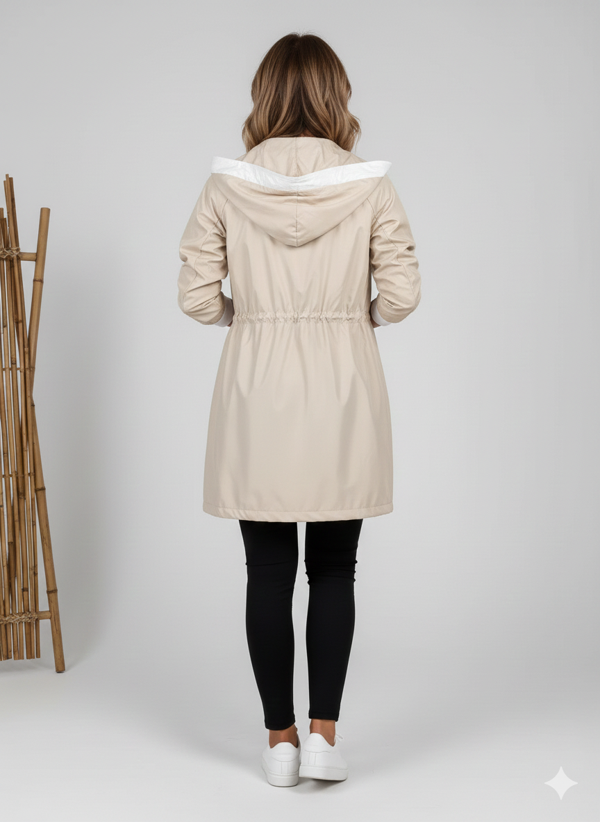 Drawstring Long Sleeve Hooded Trench Coat – Stylish, Comfortable &amp; Functional Outerwear