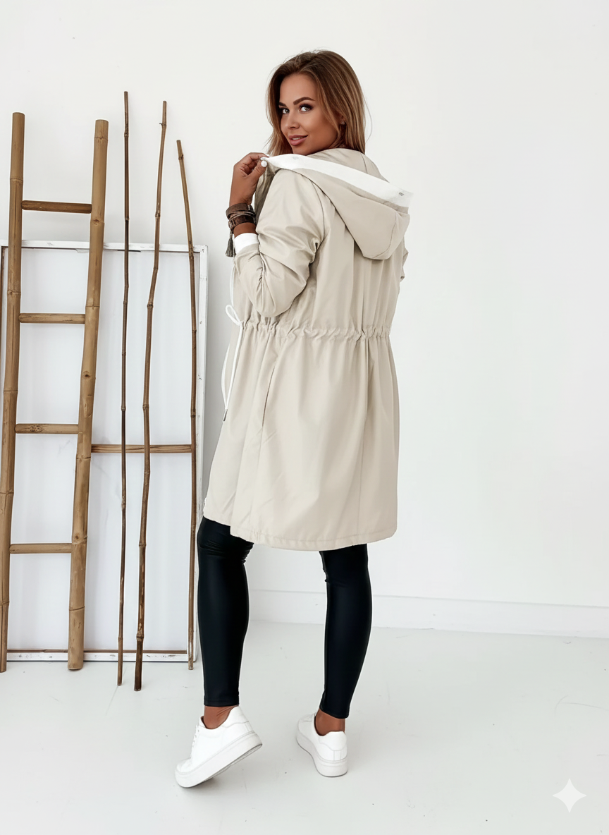 Drawstring Long Sleeve Hooded Trench Coat – Stylish, Comfortable &amp; Functional Outerwear
