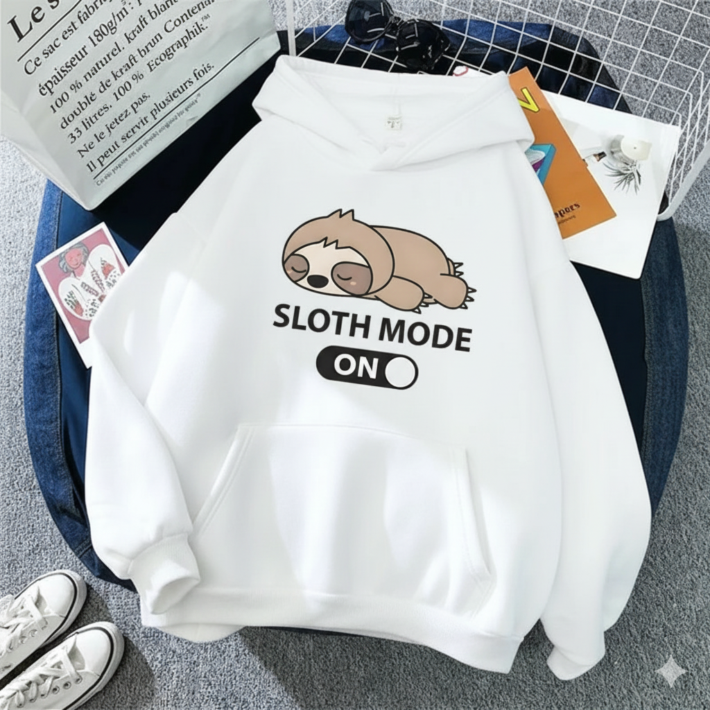 Cartoon Sloth Pattern Unisex Cartoon Sloth Pattern Hooded Sweatshirt – Trendy Hip Hop Streetwear Hoodie for Casual ComfortPrinted Hooded Sweatshirt Unisex Long Sleeve Casual Jacket Trendy