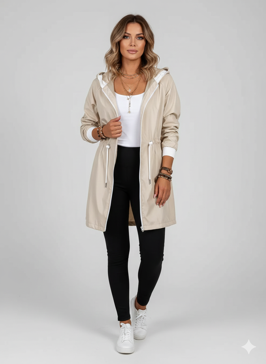 Drawstring Long Sleeve Hooded Trench Coat – Stylish, Comfortable &amp; Functional Outerwear
