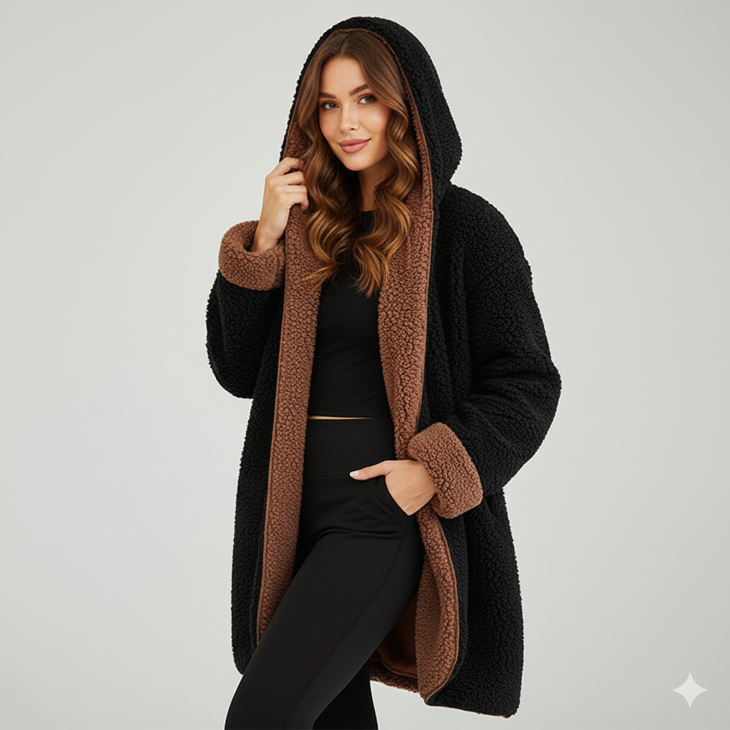 Warm Bomber Reversible Soft Fleece Hooded Lamb Fur Coat – Vintage Lambswool Parka