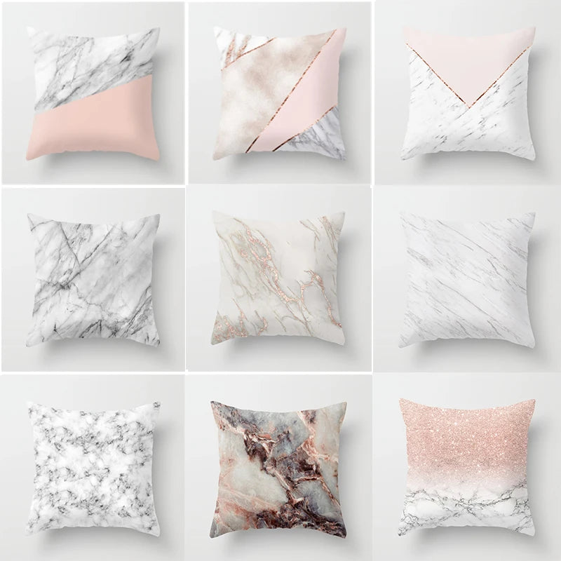 Capa de almofada geométrica com estampado de mármore – Capa de almofada moderna para sofá e decoração de casa
