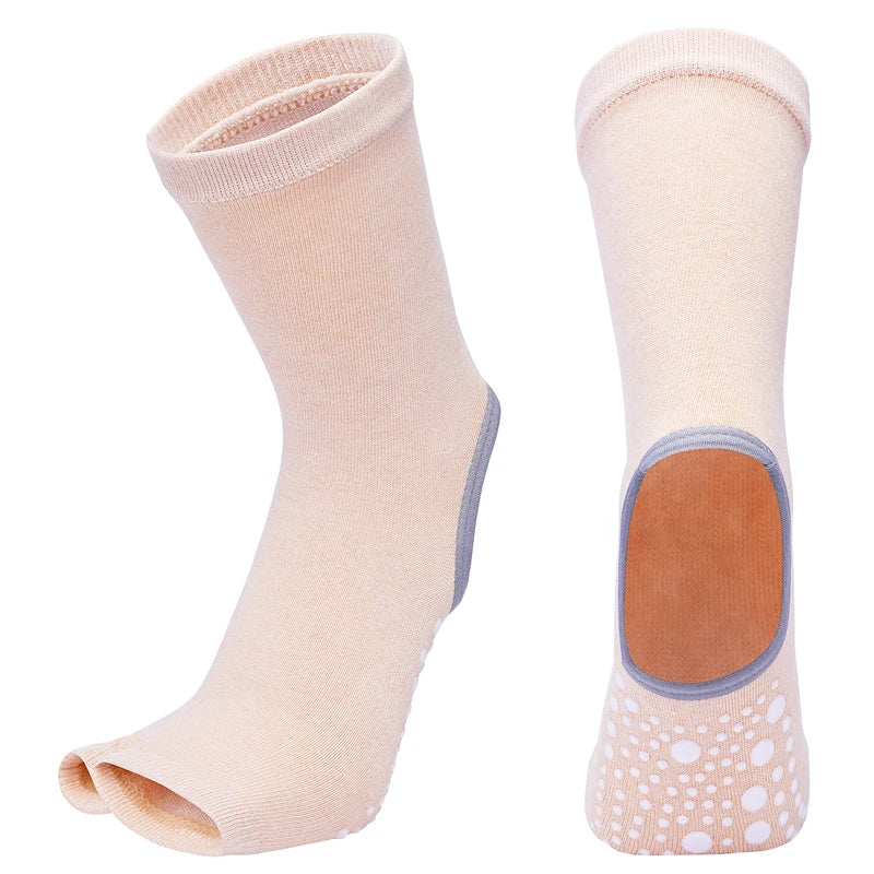 Two-Toe Non-Slip Yoga Socks for Women – Breathable, Quick-Dry Cotton Pilates & Ballet Grip Socks