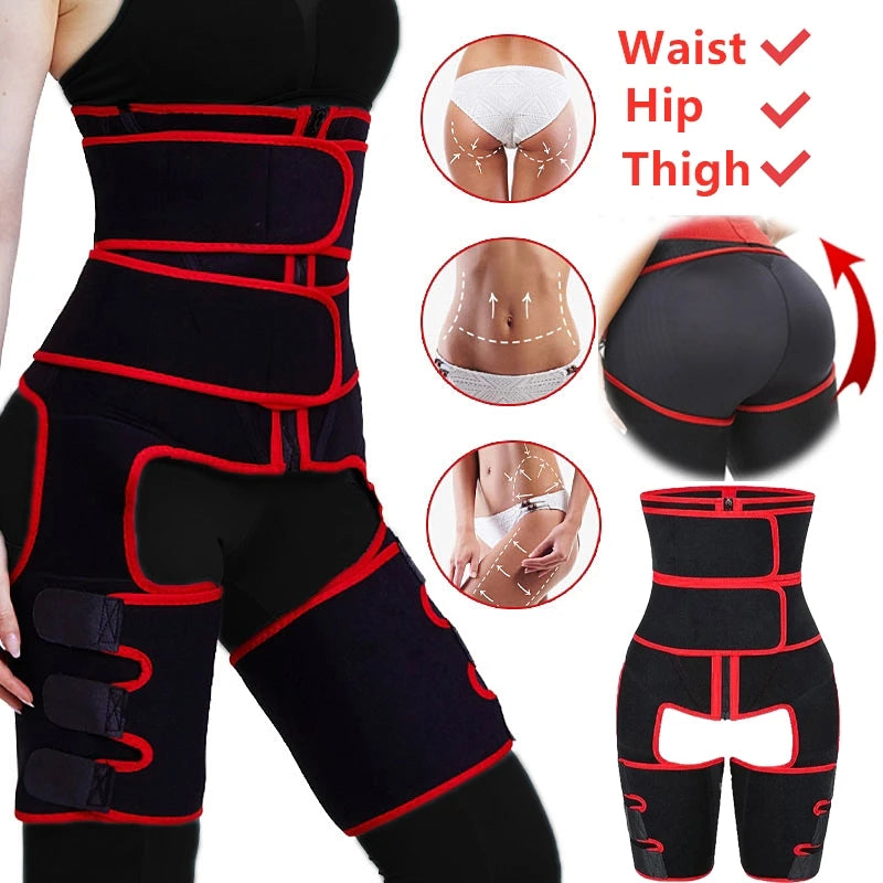 Cinta modeladora 3 em 1 de cintura subida para coxas e anca – Modelador corporal em neoprene para esculpir a cintura e queimar gordura.