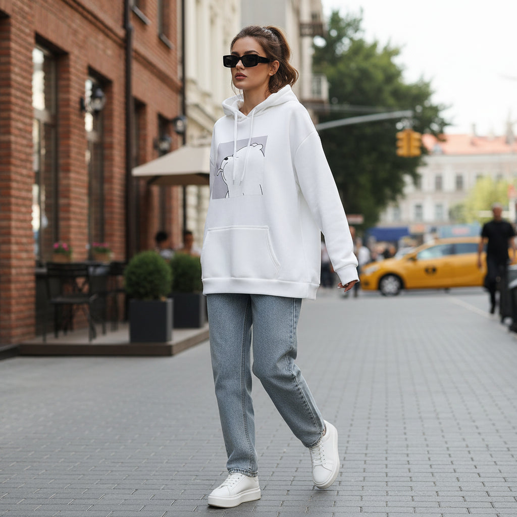 Sweatshirt oversized com bolso canguru – Sweatshirt unissexo aconchegante para o dia a dia