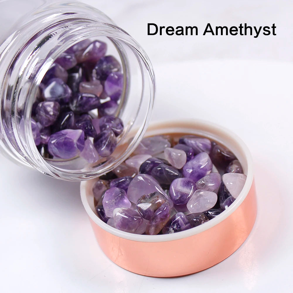 Natural Crystal Elixir Bottle – Gemstone Healing Glass Bottle with Tea Filter | Energy-Infused Crystal Water Bottle